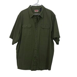 Wrangler Mens Green Short Sleeve Button-Up Shirt 2XL Lightweight Casual Wear